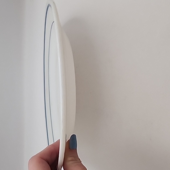 Vintage Anchor Hocking Milk Glass Plate w/ Blue 9" - Picture 2 of 6